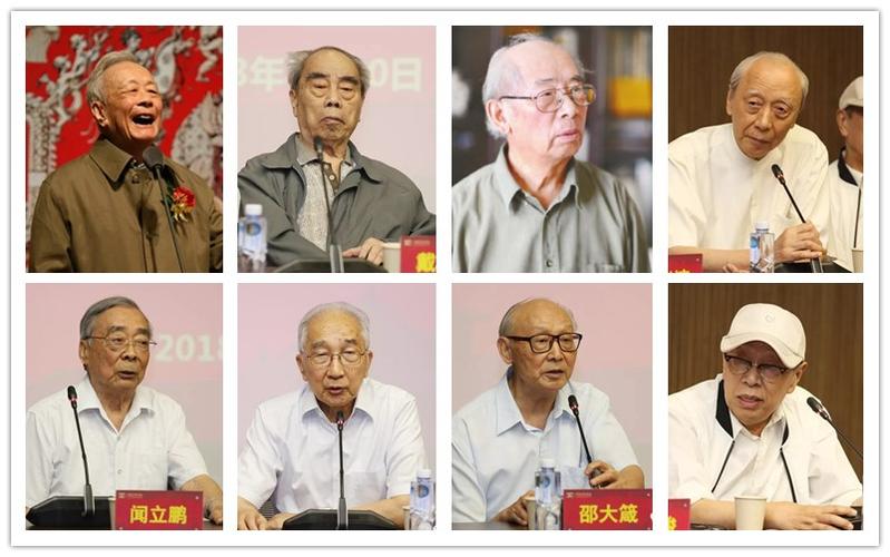 图片上(从左至右)依次为周令钊,戴泽,伍必端,詹建俊,图片下(从左至右)