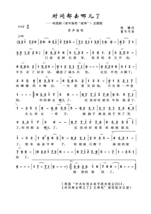 时间都去哪儿了 简谱