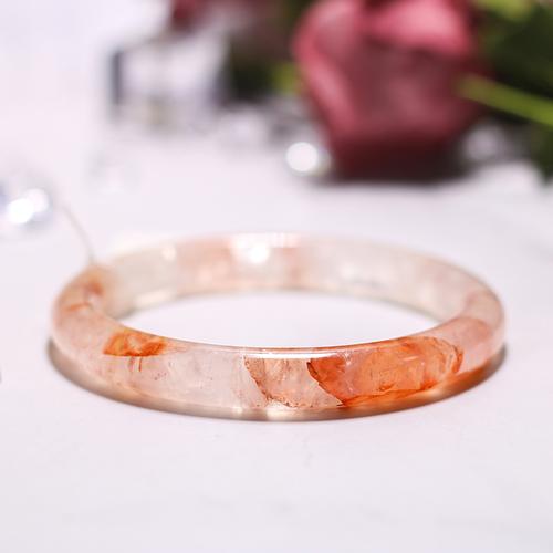 天然红胶手镯异象水晶红焦一物一图款龙锦鲤镯子手镯