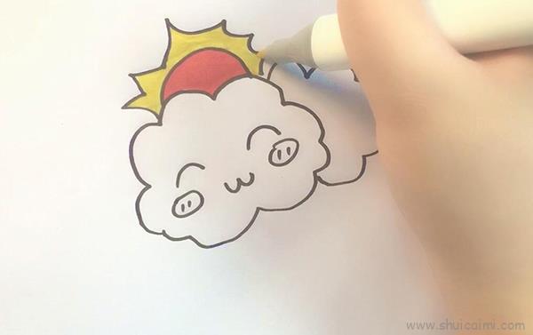 多云儿童画怎么画 多云简笔画步骤 - 水彩迷