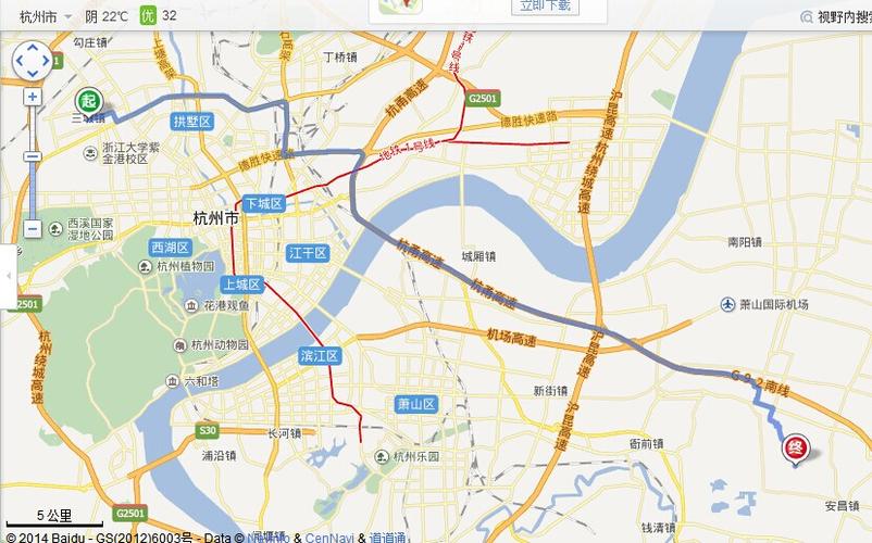 杭州市三墩到华星村地图
