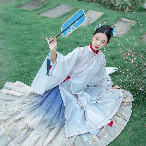 重回汉唐霜华立领长衫主腰马面裙刺绣明制汉服女学生日常穿春夏