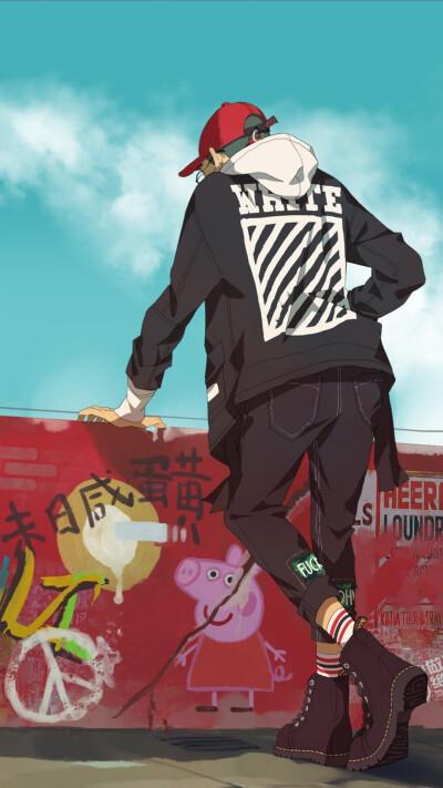 韩系男生潮流插画 素材 ins 韩系 可爱 简约 手绘 动漫 锁屏 屏保