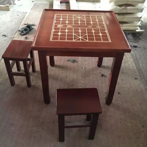 仿古实木象棋桌围棋桌棋盘桌 马蹄脚中式实木象棋桌椅