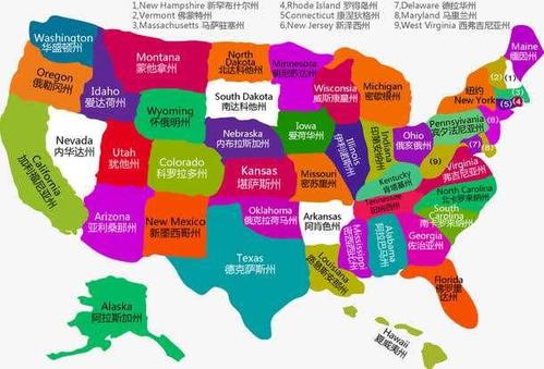 美国各州地图(中文)和即时选情