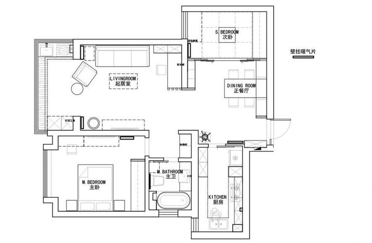 改造后平面布局图:在设计师的精心改造设计后,整体功能空间合理布局.
