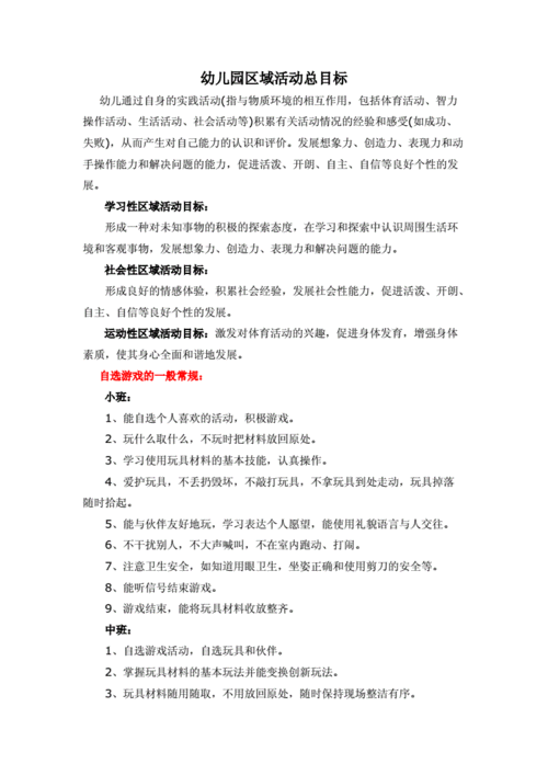 幼儿园区域活动目标.doc
