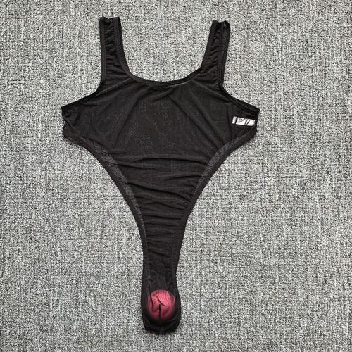男士连体衣青年性感丝滑网纱透明透视透气丁字裤连体背心情趣内衣