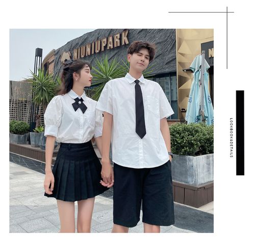 情侣装情侣款一套日韩风格男生衬衫女生裙子校服套装学院风潮 女裙 m