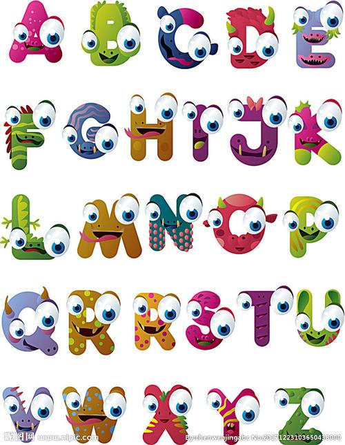 卡通26个英文字母图片