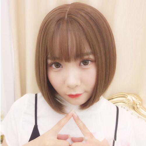 假发女短发内扣bobo波波头逼真空气刘海中分大头皮学生头整顶发套