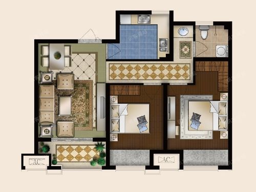 绿地海珀兰轩户型b户型-绿地海珀兰轩2室2厅1卫约89图