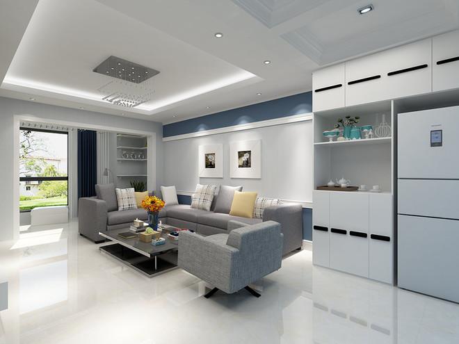 客厅嵌入式冰箱效果图