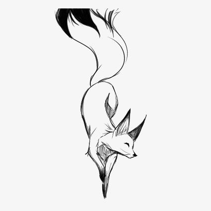 手绘狐狸黑白