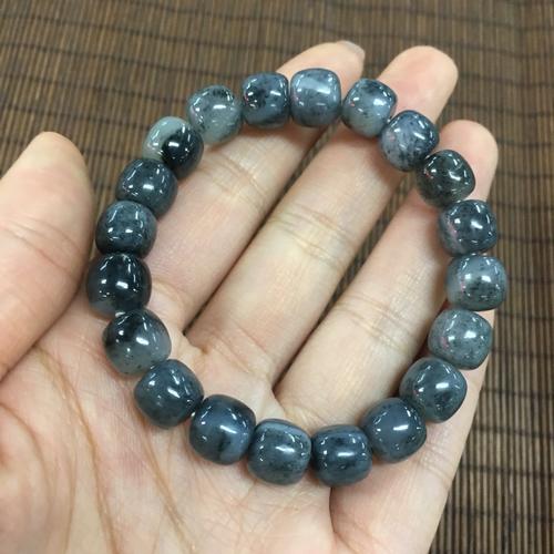 新疆和田玉优质籽料青花芝麻墨点手串带证书终生保真