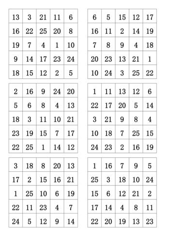 舒尔特方格5×5格200张提高专注力纸.docx