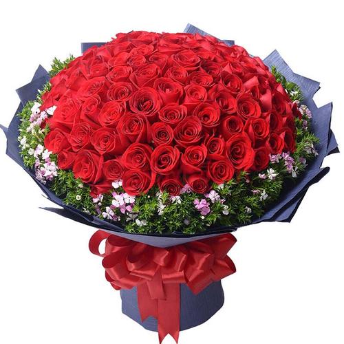 西安鲜花店同城速递99朵红玫瑰花束求婚表白七夕情人节礼物送女友