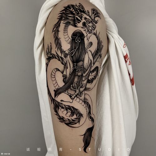 龙女_手臂腿部纹身图案大全 - 纹身大咖