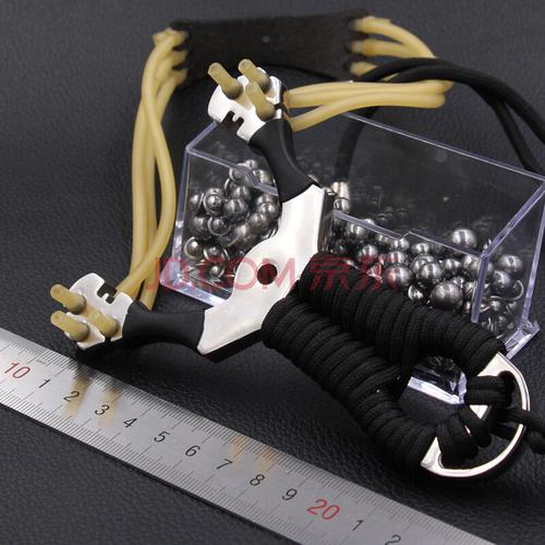 弹弓户外卡珠不锈钢线切割弹弓配皮筋送钢珠 卡球20