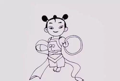 哪吒--简笔画教程:一步一步教你画哪吒!