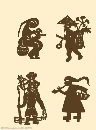 关键词:剪纸人物 剪纸 民间剪纸 剪纸图案 图案 纹样 传统 吉祥图案