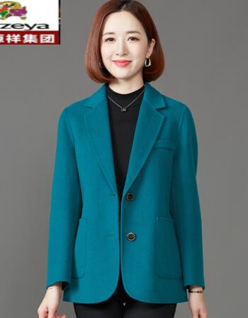 女装>毛呢大衣>彩羊(fazeya)>恒源祥彩羊2021新款双面羊绒大衣女短款