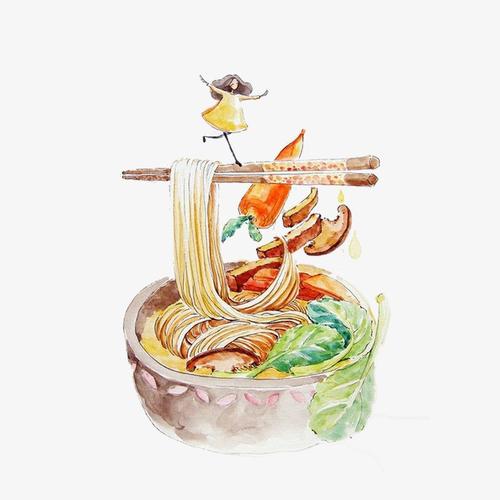 手绘面条 美食 卡通 可爱