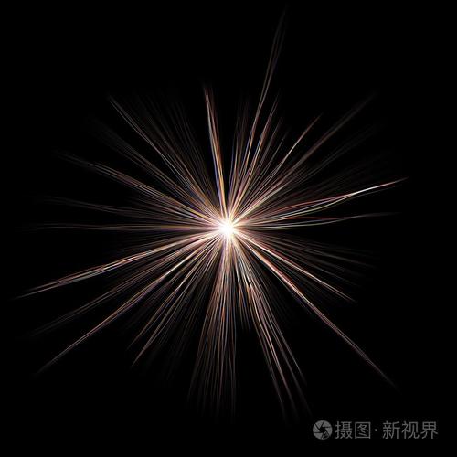 明亮的彩色光爆炸的烟花在黑色背景中的巨大能量释放