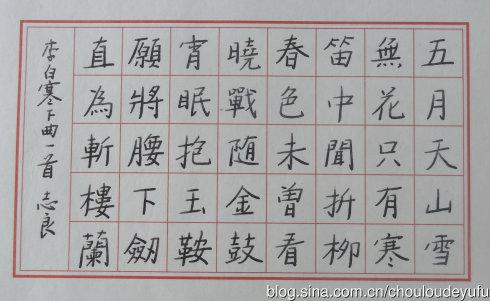 我的硬笔书法作品-古诗一首
