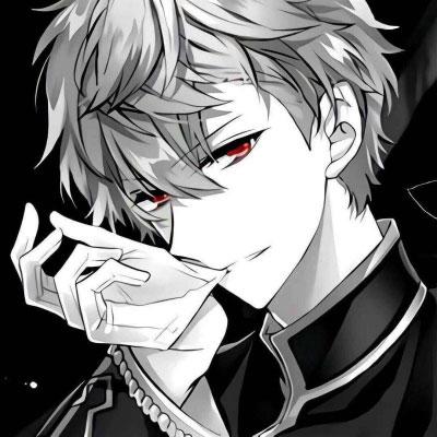 唯美男生孤独伤感动漫头像黑白图片