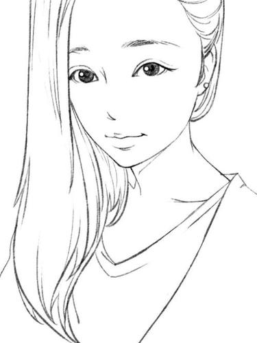 女生流泪侧脸简笔画