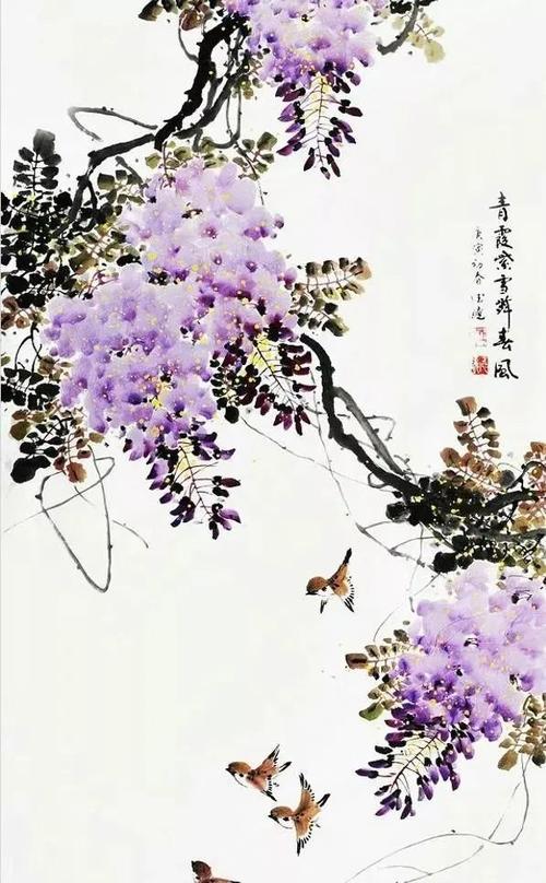 国画大师笔下的紫藤花—灿若云霞,紫气东来