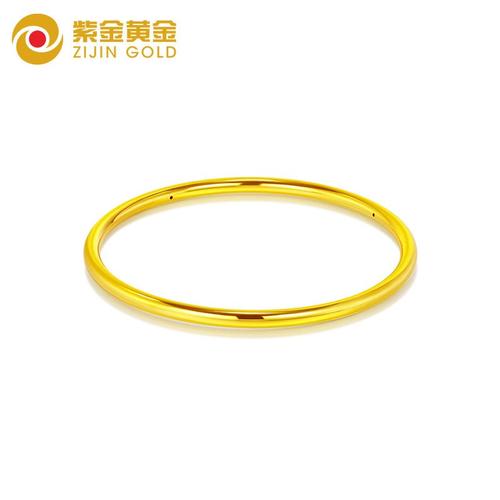 紫金黄金zijin黄金手镯足金999亮面光圈手镯国潮风视频