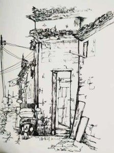 建筑 风景 徽派建筑 吊脚楼 瓦房 民族风 速写 写生 藏区 西藏风景