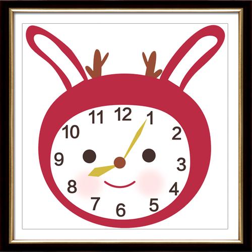 cross stitch钟面精准印花十字绣抱草莓的小兔子卡通数字挂钟新款
