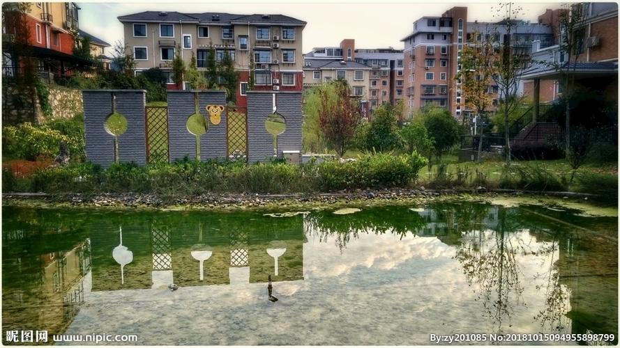 小区池塘图片