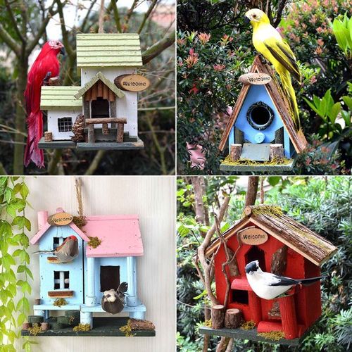 花园装饰别墅庭院园林景观实木仿真鸟窝鸟屋农家乐幼儿园户*饰