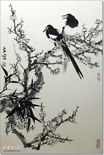 新春献瑞——邢立宏梅花喜鹊组画欣赏