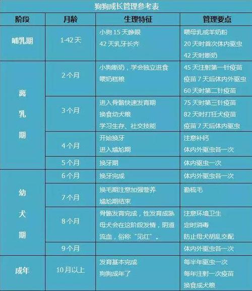 一张图看懂,0-10个月狗狗该怎么打疫苗,驱虫,喂养