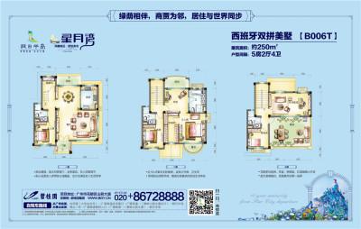 碧桂园假日半岛 星月湾别墅b060t 5房2厅 约250㎡ 户型图