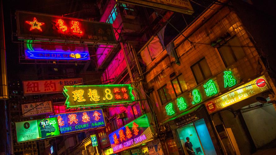 城市霓虹灯夜景图片桌面壁纸