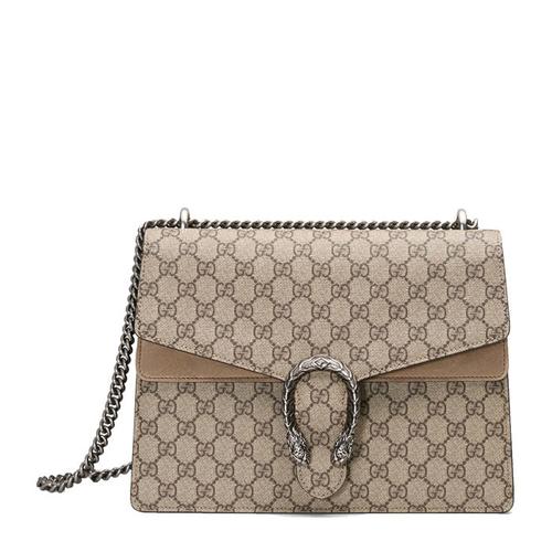 gucci/古驰 女士棕色翻毛皮拼棕色经典dionysus gg 高级人造革酒神单