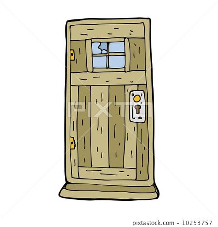 cartoon old wood door