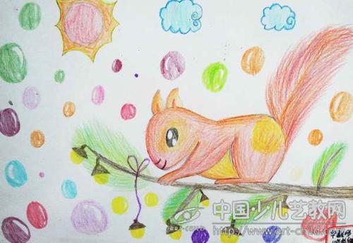 儿童画-松鼠-《少儿画苑》第20届国际少儿书画大赛获奖作品