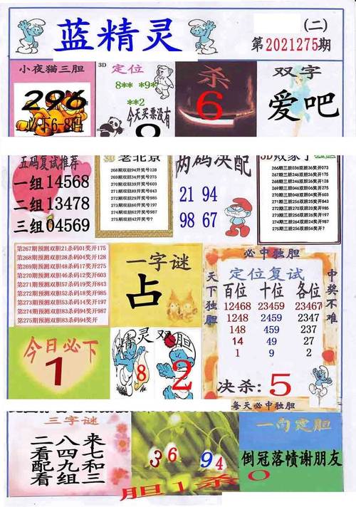 21年275期福彩3d蓝精灵今天图谜