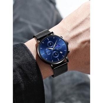 新品2021年新款手表男士学生潮流十大品牌国产腕表机械表a051黑壳蓝面