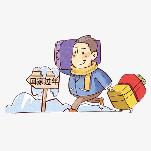 关键词 : 春节,春运,回家,团聚,卡通,手绘,行李,男子