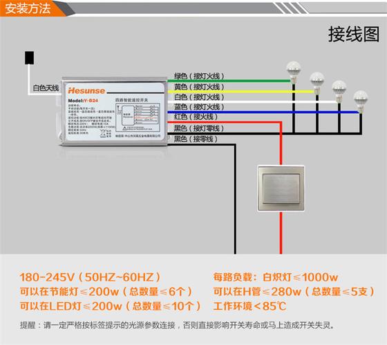 模块 智能家用照明灯电源 四路 220v 双遥控开关 路灯具 4 河森无线