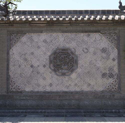 gy472 米福禄寿禧 1 装饰挂件 照壁 仿古照壁 仿古砖雕 黑白灰砖雕