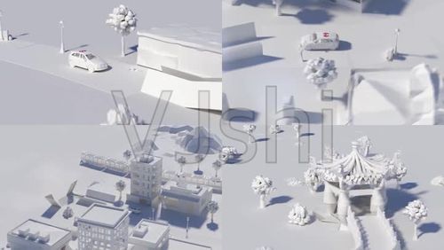 酷炫三维动画c4d立体折纸中国城市